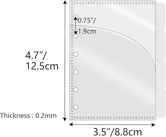 NatSumeBasics 8 A7 Binder Dividers Pockets with Tabs Zipless Cash Stuffing Envelopes Clear Binder Inserts and Tab Sticker for 6 Rings Budgeting Binder Accessories (8 A7 2 Layer)