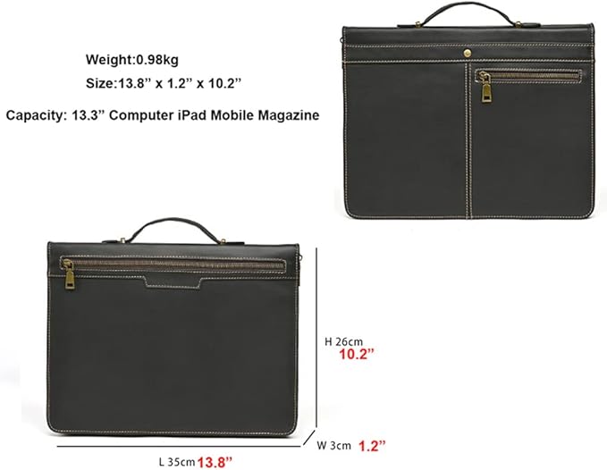 Personalized Leather Portfolio Binders - Genuine Leather Padfolio - Business Notebook Organizer - Padfolio for Men & Women w/Notepad Fit iPad Pro 12.9" / Portfolio with AirTag Holder (o-Black)
