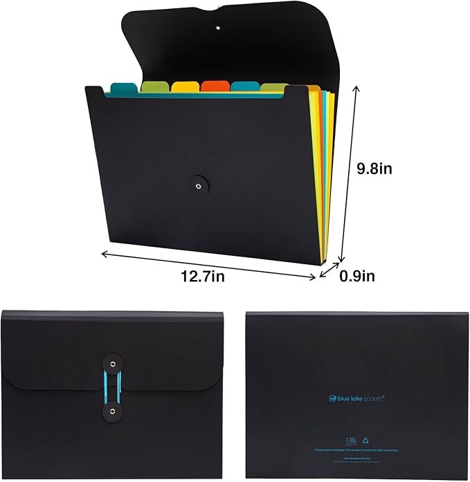 Expanding File Folder Accordion Plastic Free 7 Pocket Rainbow Divider Expandable Folders Organizer Black