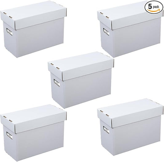 ANDPLAY 5 Pcs Comic Book Storage Boxes w/Lids Short Holds 150-175 Comics Collapsible & Stackable Comic Short Box Moistureproof Comic Box