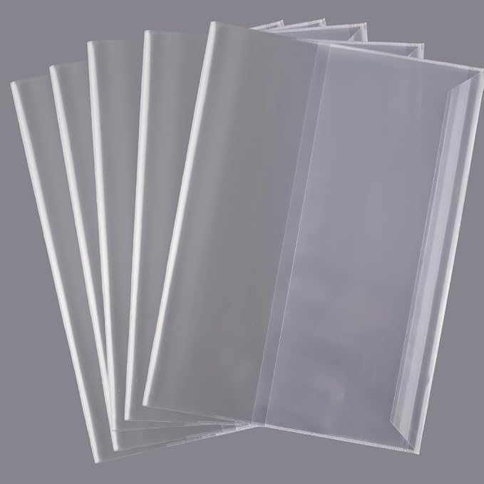GORGECRAFT 10Pcs Clear Plastic Book Covers 12 x 8.6 Inch Adjustable Transparent Waterproof Book Sleeve Protector with Self-Adhesive Closure for Notebook Textbook Paperbacks Journal Diary Document