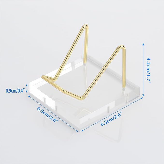 Acrylic Business Card Holder Display | Business Card Organizer for Desk | Gold Business Card Holder with Acrylic Base | Office Desk Accessories & Office Supplies for Desk (A)