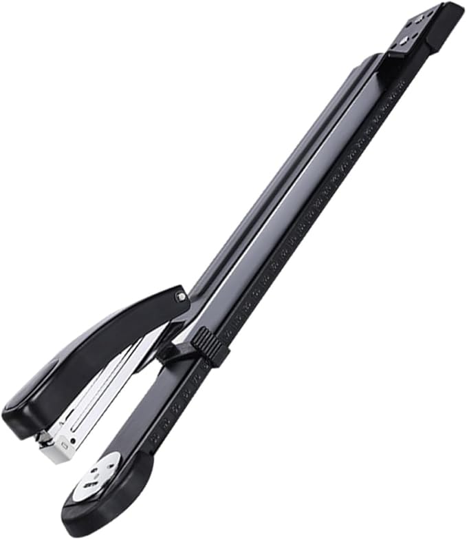 SEWACC Long Arm Desk Stapler Manual Heavy Duty Stapling Tool for Office and School, Thick Paper Binding with Staple Hole Punch, Portable Multi-use Office Stapler