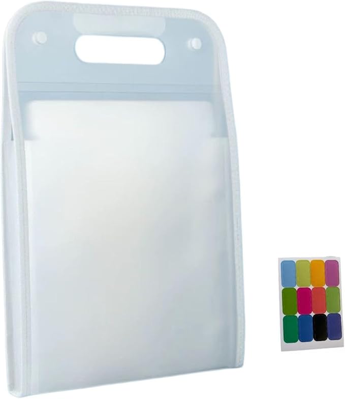 Translucent Accordion File Folder,13 Pockets Expanding File Organize with Labels,A4 Letter Size Document Receipt Organizer Accordion Filing Folder for School, Home,Office.(Clear White)