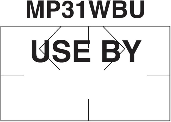 Black Print on White"USE BY" Pricing Labels to fit Monarch 1136 Pricers. 8 Rolls with 1 Free Ink Roller.