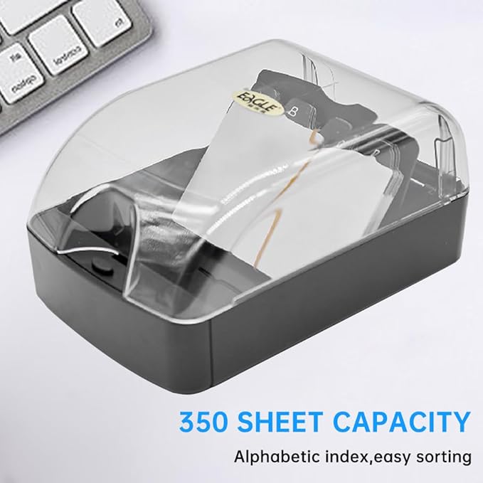 Business Card Box, Lightweight Desk Organizer with Clear Lid Storage up to 350 Cards Credit Cards Holder File Box Storage for Tabletop Office(COLOR:S)