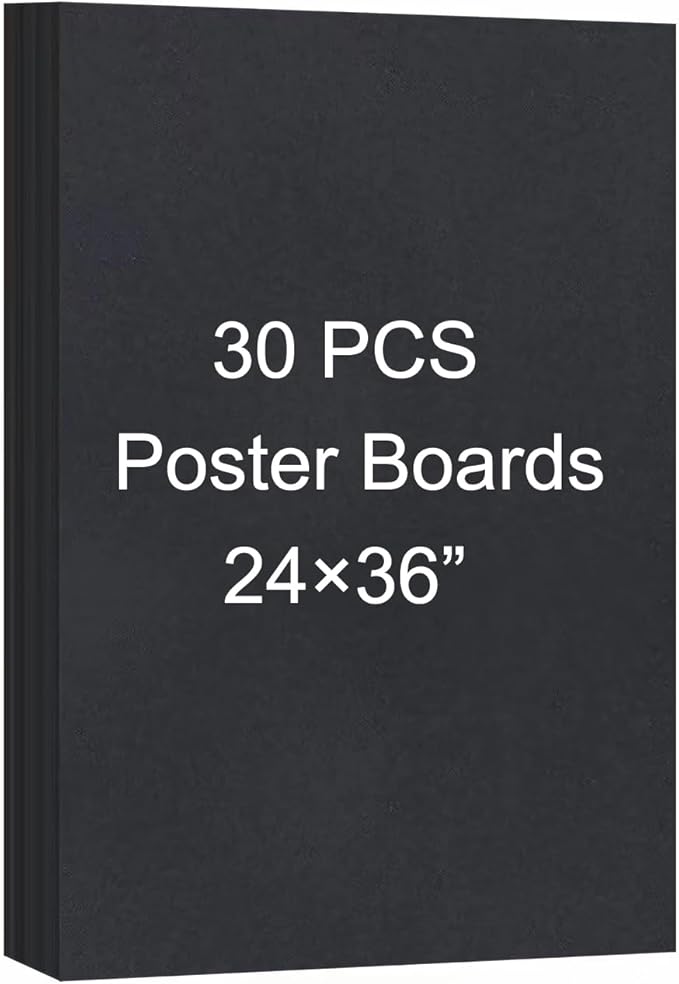 24”×36” Large Poster Board 30pcs Black Poster Paper Poster Board Bulk suitable for DIY, Crafts, Signs Project Presentations, Drawing and School Supplies,250GSM Thickness Blank Posterboard