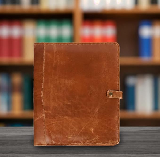 PIDAVLIYA'S Leather Portfolio, Leather Binder with Pen, Leather Portfolio for Men and Women, Leather Padfolio, Leather Folder, Portfolio Binder, Business Portfolio Men and Women (Tan)