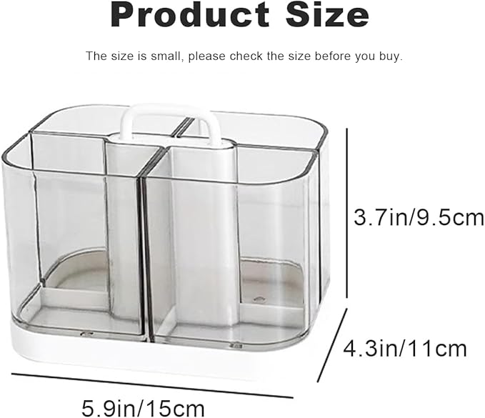 Small Plastic Portable Caddy with Handle, Stackable Pen Holder 4 Compartments, Clear Pencil Organizer for Art Supplies, Crafts, Colored Pencils, Stationery, Markers