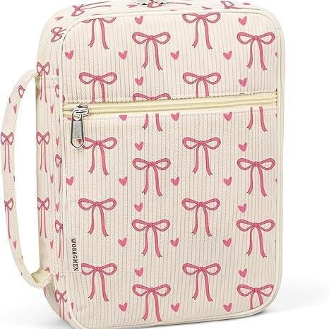 Floral Bible Cover Case for Women, Aesthetic Large Carrying Case, Quilted Bible Tote Bag Organizer Study Supplies