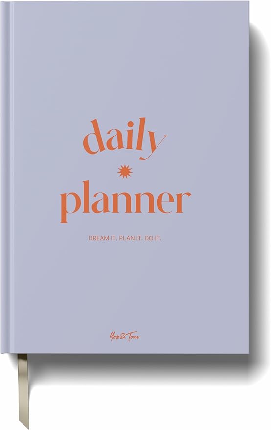 Yop & Tom Daily Planner - Productivity Planner - Weekly and Daily Organizer with Time Slots - Purple & Orange