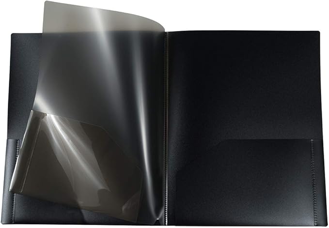 JAM PAPER Heavy Duty Plastic Multi Pocket Folders - 4 Pocket Organizer - Black - 2/Pack