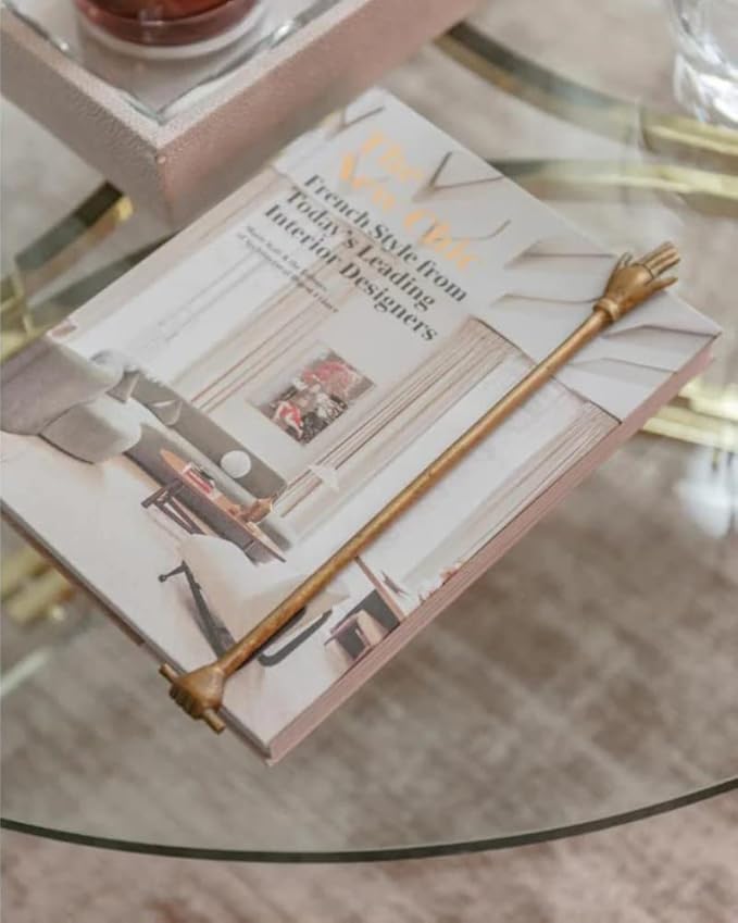 Harper Hand Book Mark — by Alice Lane Home Collection — Crafted Entirely from Brass — Styles Well in Spine of a Book — Reading in Bed — Home Decor
