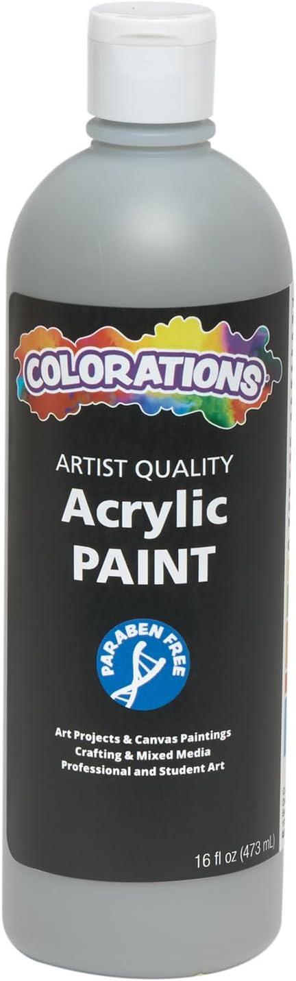 Colorations Artist Quality Acrylic GreyPaint - 16 oz (473ml) - Made in United States, Paraben-Free, Non-Toxic, Acrylic Paint for Adults and Kids