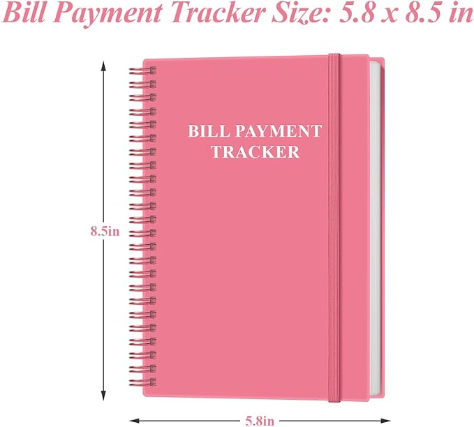 Bill Payment Checklist - Monthly Bill Organizer & Planner for Personal Budgeting Financial, Bill Payment Tracker Notebook, 5.8" x 8.5", Pink