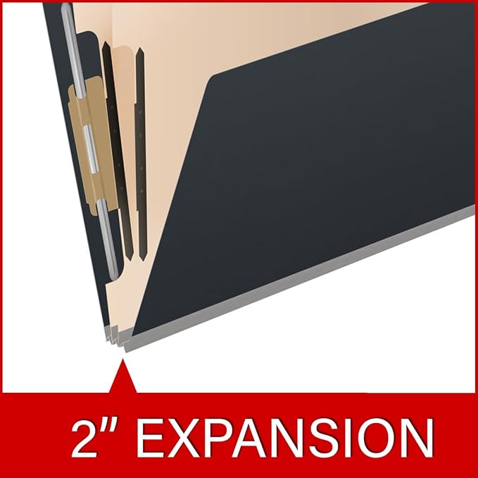 Pressboard Classification Folders, Full Cut End Tab, Letter Size, 2 Dividers, Black (Box of 10)