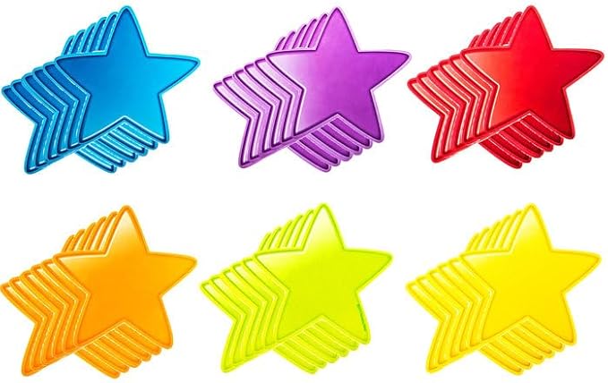 36 Star Cut-Outs Cardstock Bulletin Board Accent - 6 Colors - DIY Crafts 3 Inch Shapes