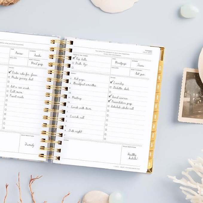 Day Designer 2026-2027 Mini Daily Academic Year Planner Calendar, July 2026 - June 2027, 6" x 8.125", Glossy Laminated Cover, Wirebound, Laminated Tabs, Storage Pocket, Includes Stickers & Snap-In Ruler, Azure