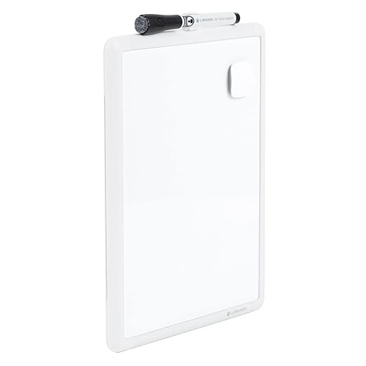 U Brands Contempo Magnetic Dry Erase Board White Board, 8.5" x 11", White Modern Frame, Includes Magnet and Marker, Pack of 4