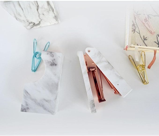 Elegant Marble Pattern Stapler Heavy Duty Desktop Spring Powered Stapler for Home Office Bookbinding Supplies(D)