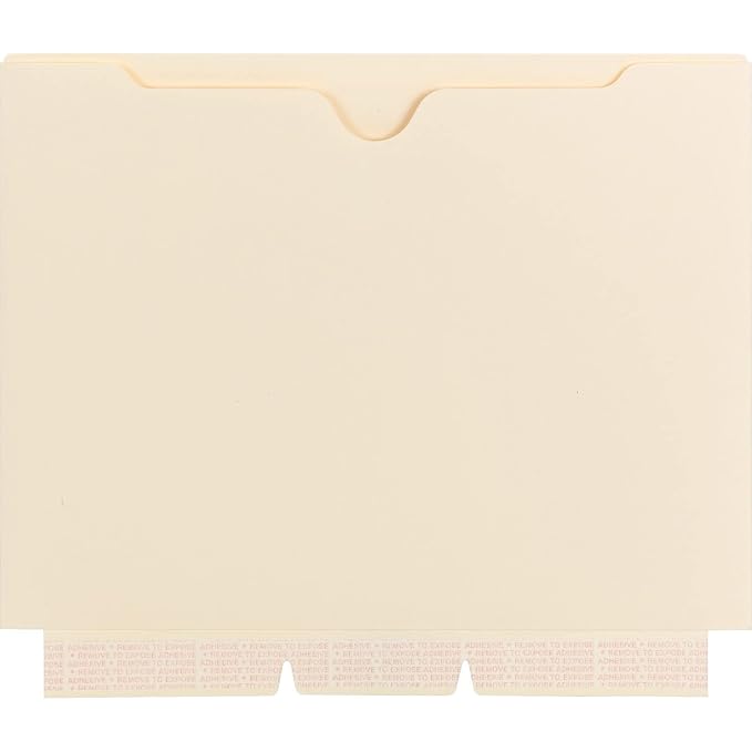 Smead File Jacket, Reinforced Straight-Cut Tab, Flat-No Expansion, Letter Size, Manila, Self-Adhesive, 10 per Pack (68040)