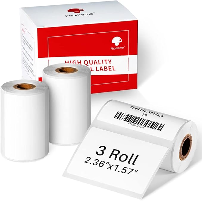 Phomemo M220 Label Maker, Bluetooth Thermal Label Printer, Barcode, Name, Address, Labeling, Mailing, Small Business and More with 1 Roll 1.57"x1.18" and 3 Rolls 2.36"x1.57" Label Tapes