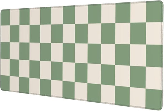 Green Checkered Cute Aesthetic Gaming Mouse Pad, Large Mouse Pad for Desk Mat XXL XL Mousepad, Big Keyboard Pad Office Desk Accessories Decor