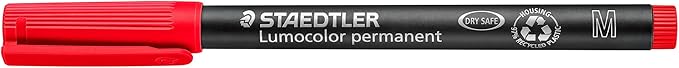 STAEDTLER 317-2 Lumocolor Universal Permanent Medium Pens - Red, Pack of 10 (317-2 VE)