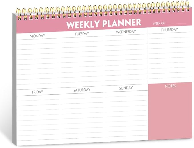 Weekly Planner Notepad - 7" x 10" Weekly Pad Organizers Habit Tracker Journal for Man & Women, 52 Sheets, 100gsm Paper, Undated Weekly To Do List Notepad with Your Life, Pink