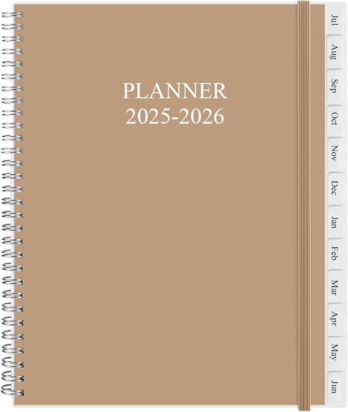 2025-2026 Planner - Planner 2025-2026 from July 2025 - June 2026, Monthly and Weekly Calender with 12 Tabs, 8.5" x 11", Brown