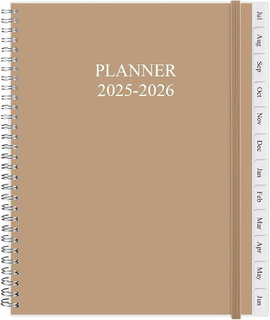 2025-2026 Planner - Planner 2025-2026 from July 2025 - June 2026, Monthly and Weekly Calender with 12 Tabs, 8.5" x 11", Brown