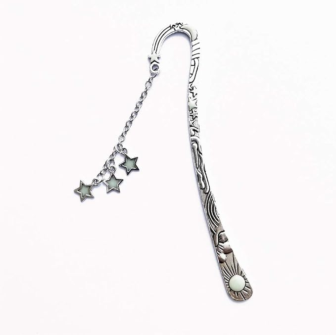 Luminous Bookmark, Retro Glow in The Dark Reading Bookmarks for Women Men Lovers,Book Markers with Pendant Holiday Gifts