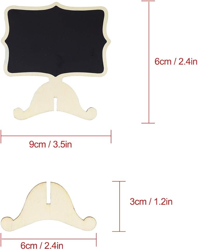uxcell 8pcs Mini Chalkboards Signs with Support Easel Wood DIY Tag for Weddings Message Board Table Number Reminder Price Tag Beige
