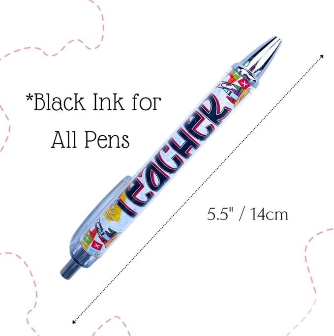 YJ PREMIUMS 10PC Teacher Pen | Fun Cute Funny Cool Best Pens for Teacher Set Pack Teach Love Inspire Writing School Sayings Preschool Appreciation Gifts Supplies Gift Supply in Bulk