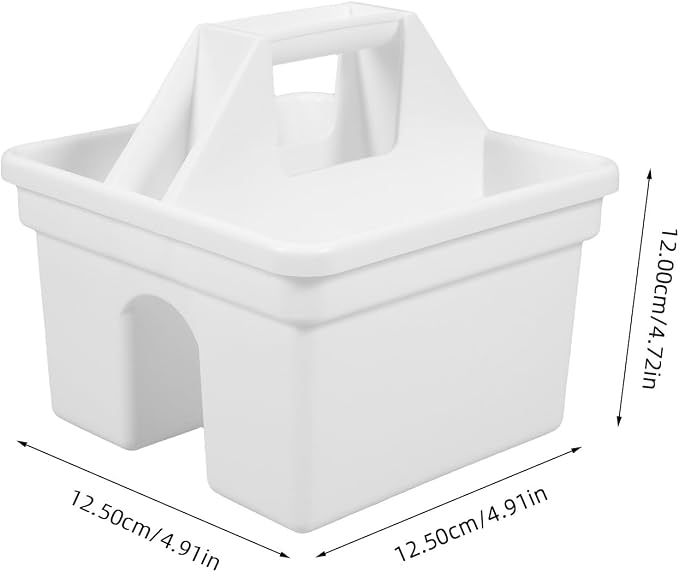 VILLCASE Multifunctional Plastic Caddy Organizer with Handle for Desk Storage Sturdy PP Material Pen and Pencil Holder Small Compartments for Office Supplies and Craft Tools White Desktop