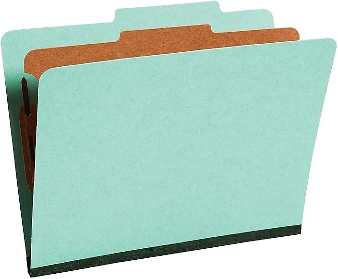 Staples Colored Pressboard Classification Folder, Letter Size, 1 Partition, Green, Durable Construction, 20/Pack