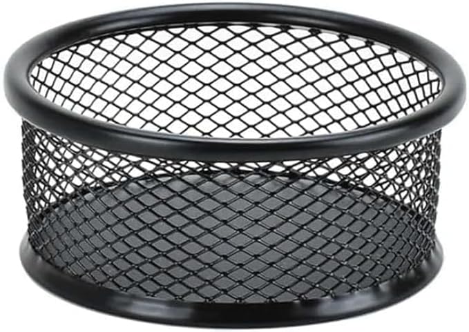 Black Metal Mesh Desk Organizer - Multi-Purpose Clip Holder for Office and School Supplies, Paperclip/Binder Clip Dispenser with Non-Slip Base (Home Office, Classroom, Study Desk Accessories)