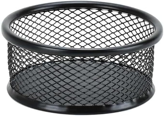 Black Metal Mesh Desk Organizer - Multi-Purpose Clip Holder for Office and School Supplies, Paperclip/Binder Clip Dispenser with Non-Slip Base (Home Office, Classroom, Study Desk Accessories)