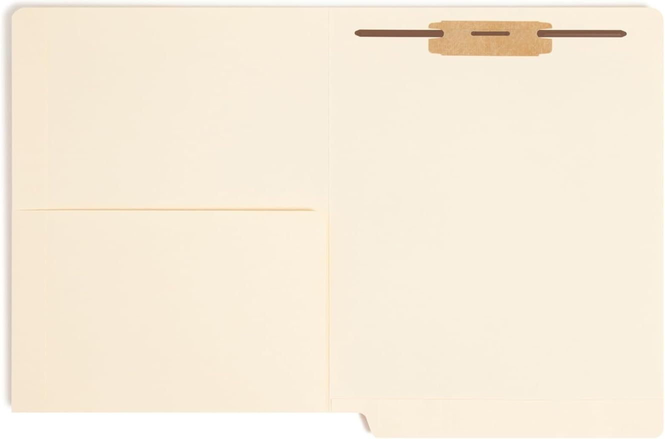Smead End Tab Pocket Folder with Fastener, Straight-Cut Tab, 1 Pocket, Letter Size, Manila, 25 per Box (34099)