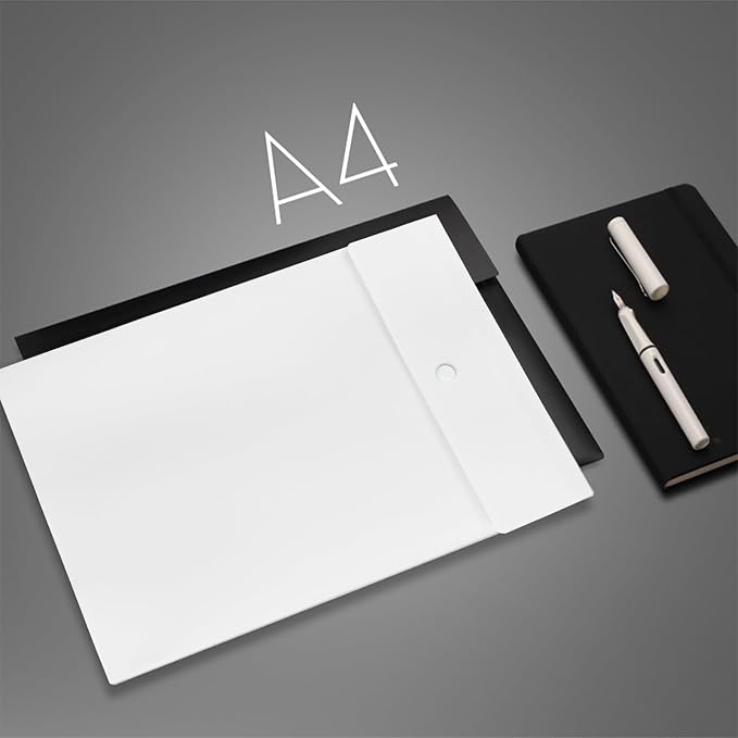 VANRA Vertical File Folders Poly Filing Envelope Plastic Project Folder with Snap Button Closure for A4 Letter Size Paper (Pack of 5, White)