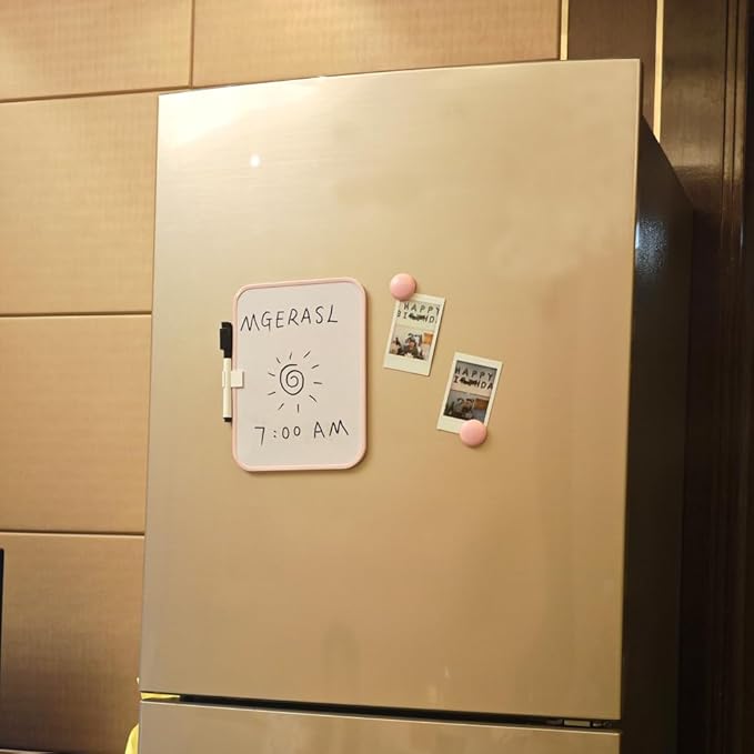 6" X 8"Small White Board，White Boards for Students，Small Whiteboard for Door Frame，Dry Erase Boards for Kids，Message Board with Magnetic Dry Erase Marker and 2 Magnets（Pink）