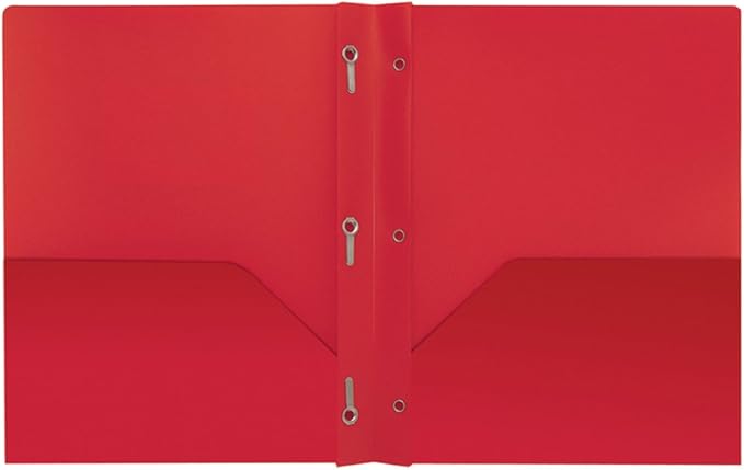 Better Office Products Poly 2 Pocket Folders with Prongs, Heavyweight, 6 Pieces, Assorted Primary Colors, Letter Size