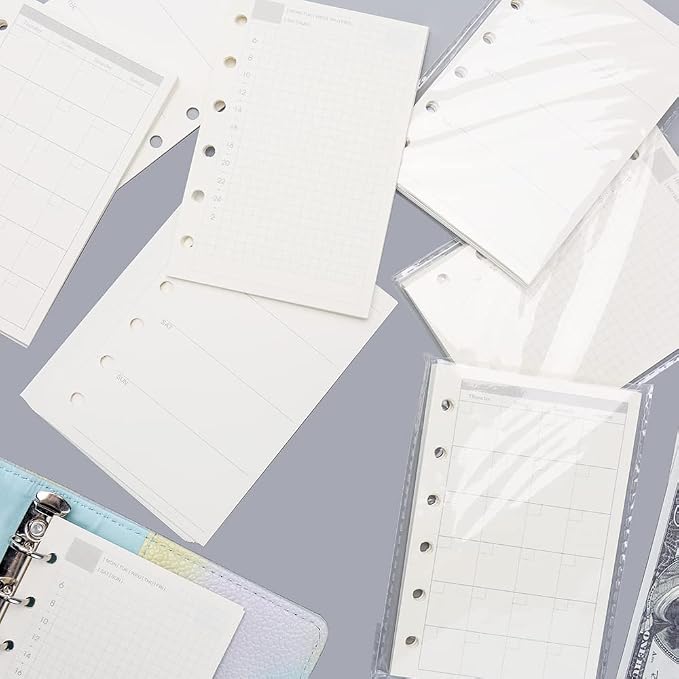 AxeWoodz A7 Refill Paper 3 Pack Undated Daily, Weekly, Monthly Binder Inserts 6-Hole Punched Filler Paper for Planner, 135 Sheets/270 Pages Refillable