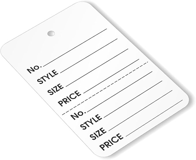 SmartSign 2.875 x 1.75 inch White Perforated Garment Tags Size - 6 | Clothing Size Style Price | 12 Point Cardstock, Pack of 1000, Made in USA