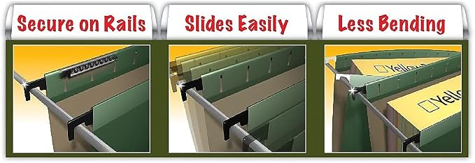 Pendaflex SureHook Reinforced Hanging Folders, Letter Size, Yellow, 1/5 Cut, 20/BX (6152 1/5 YEL)