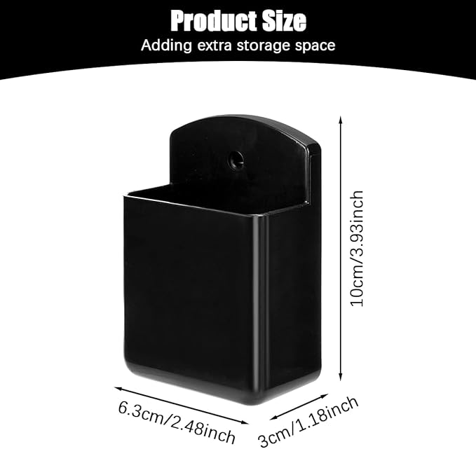 6 Pack Remote Control Holder Wall Mount Media Controller Organizer Self Adhesive TV Remote Storage Box Wall Pen Holder for Bedroom Headboard Home Office School (Black)