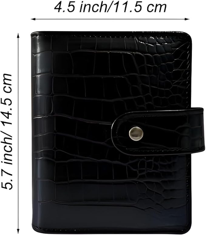 A7 Crocodile Budget Binder with Zipper Envelopes - Cash Stuffing Envelope System, Mini Money Organizer for Saving, Planner Binders with Pockets, Sheets and Stickers, Black
