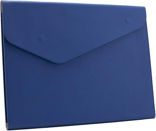 PU Leather A4 File Folder Document Holder Waterproof Portfolio Envelope Folder Case with Invisible Magnetic Closure Blue