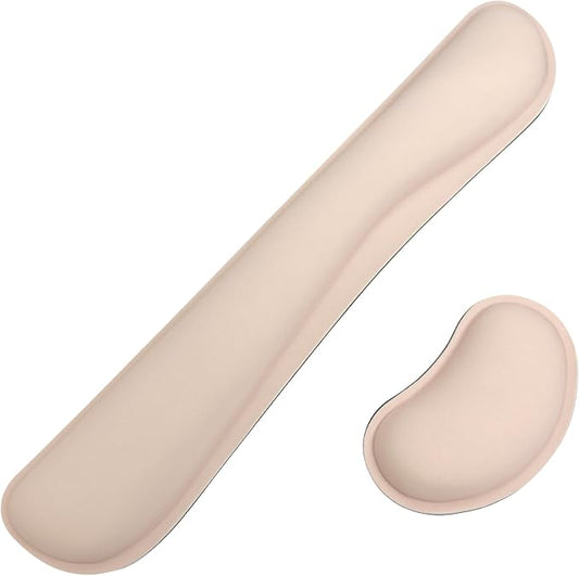 Bloss 2 Wrist Rest Support for Mouse Pad & Keyboard Set, Ergonomic Design Wrist Support Pad for Keyboard, Soft Memory Foam Desk Pads Support Hand and Arm Easy Typing Pain Relief - Beige