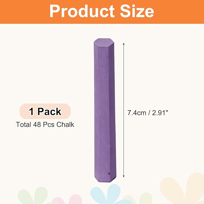PATIKIL 48 PCS Chalkboard Chalk, Dustless Chalk Small Bulk Colored Thin for Chalkboard Blackboard Teacher Classroom Adults Indoor Home Office Supplies, Light Purple